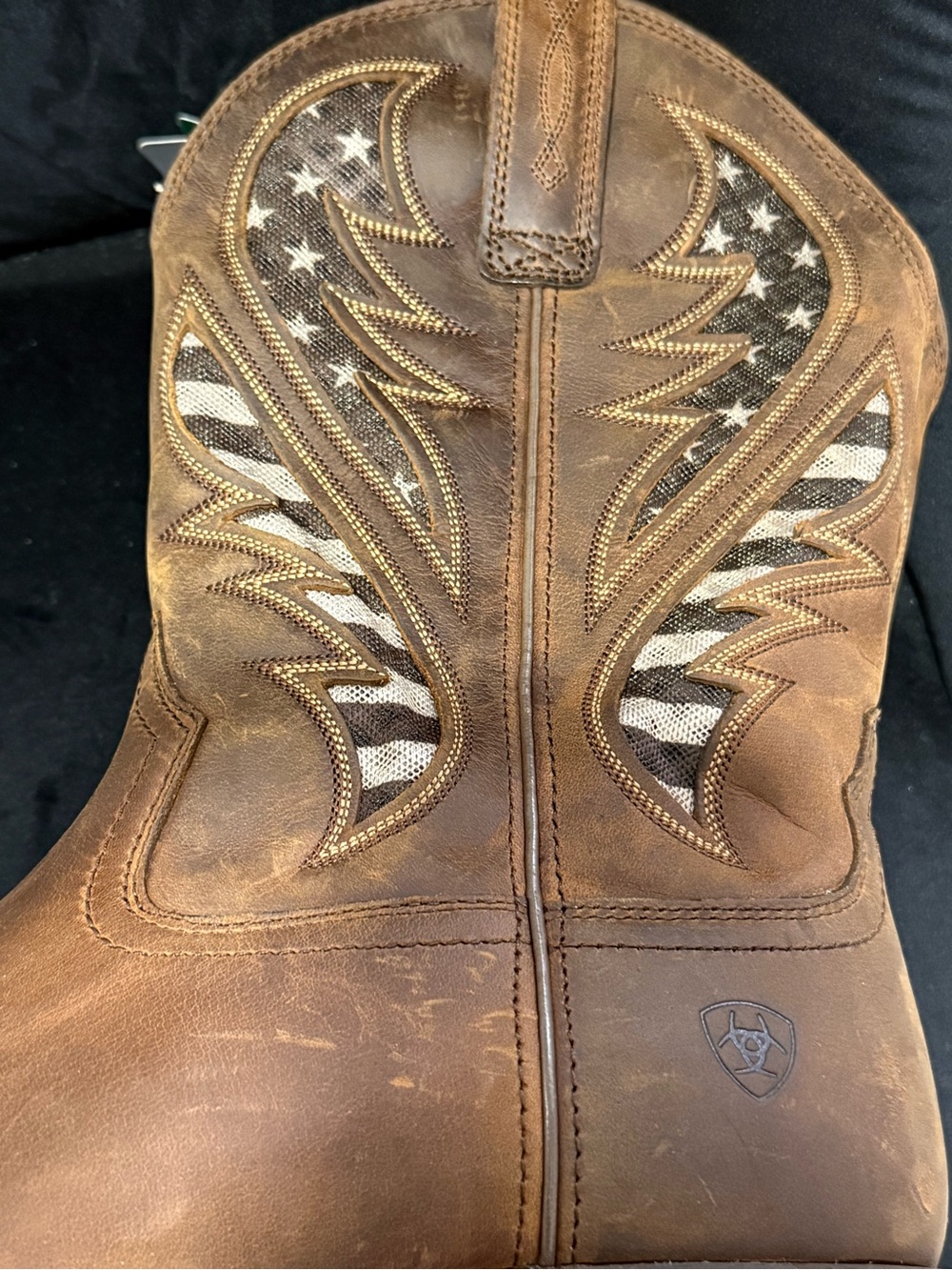 Ariat Brown Leather Cowboy Boots with Flag-Inspired Shaft - Picture 11 of 14